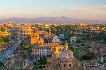 Fototapeta na wymiar Top view of Rome city skyline in Italy.