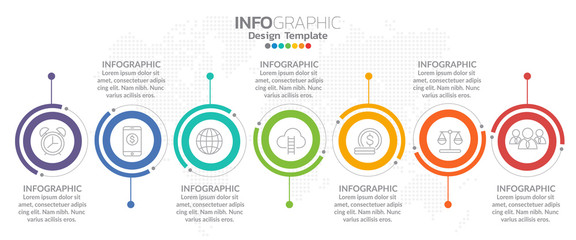 Infographic template design with 6 color options. © sticker2you