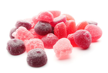 Sweet jelly candies on white background