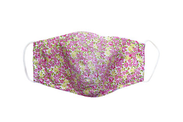 Cotton pink fabric mask isolated on white background and clipping path