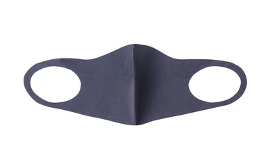 Elastic black fabric mask isolated on white background and clipping path