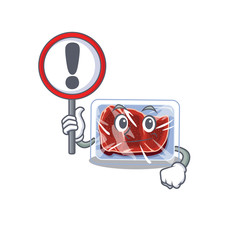 An icon of frozen beef cartoon design style with a sign board