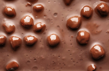 Sweet chocolate with nuts as background