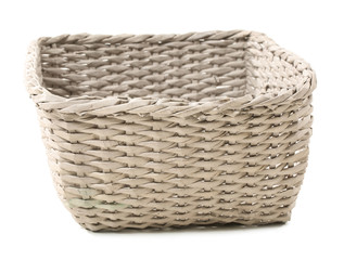 Wicker basket on white background