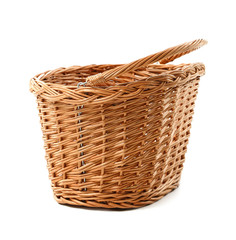 Wicker basket on white background