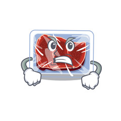 Mascot design concept of frozen beef with angry face