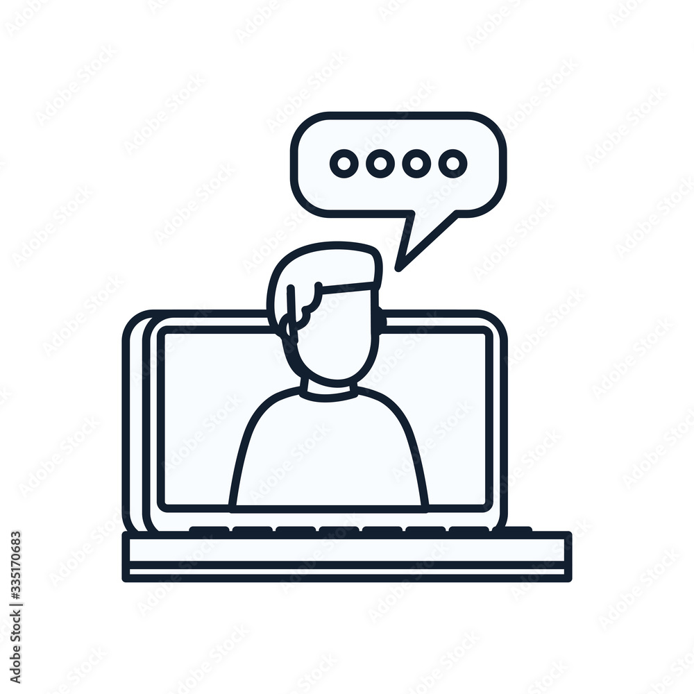 Poster man inside bubble line style icon vector design