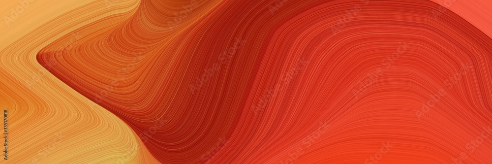 Leinwandbilder abstract dynamic curved lines artistic banner design with firebrick, sandy brown and coffee colors. 