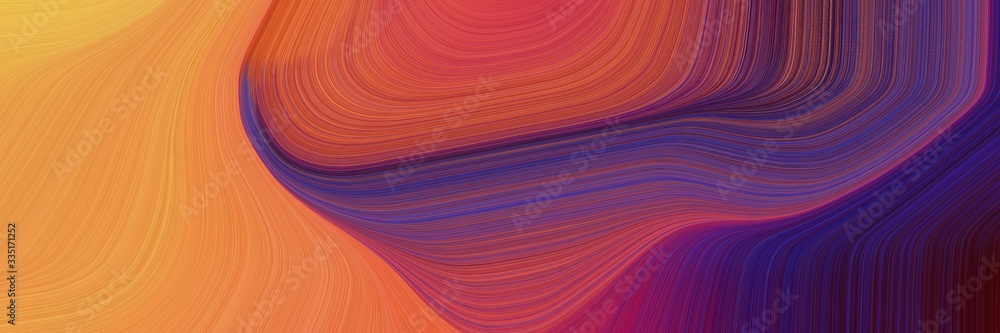 Poster abstract dynamic curved lines decorative horizontal banner with moderate red, very dark violet and s