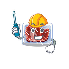 cartoon character of frozen beef worked as an automotive