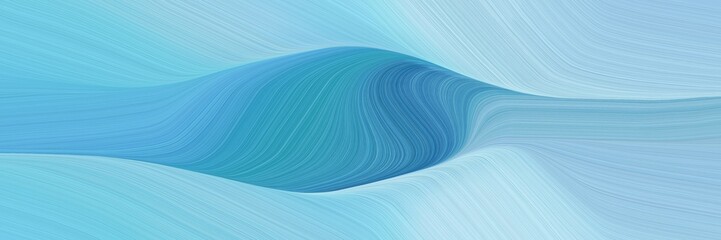 abstract dynamic curved lines moving banner design with sky blue, steel blue and powder blue colors