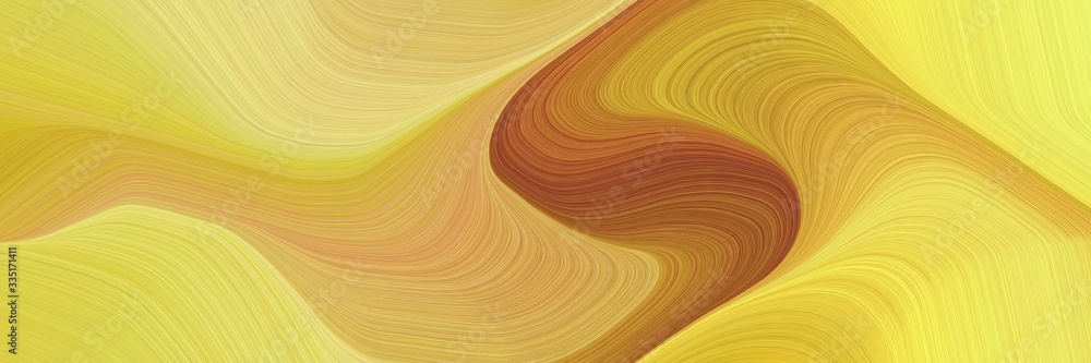 Poster abstract dynamic curved lines artistic horizontal header with pastel orange, sienna and bronze colors. elegant curved lines with fluid flowing waves and curves
