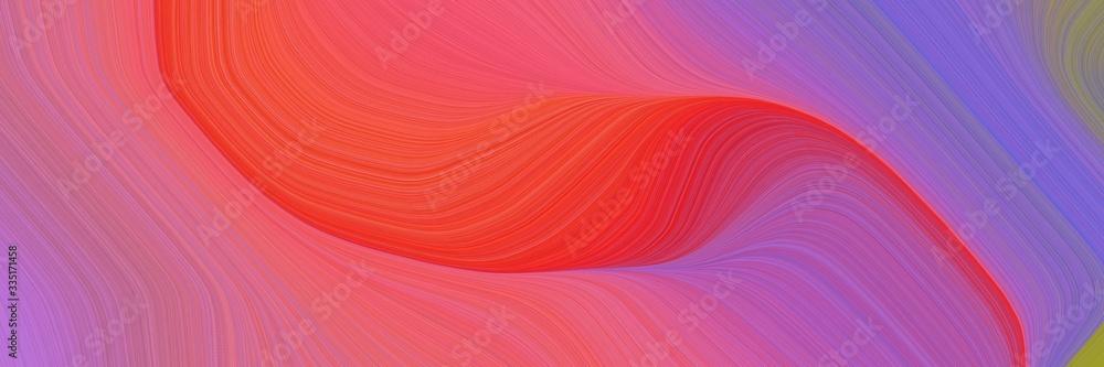 Poster abstract dynamic curved lines surreal designed horizontal banner with mulberry , indian red and crim