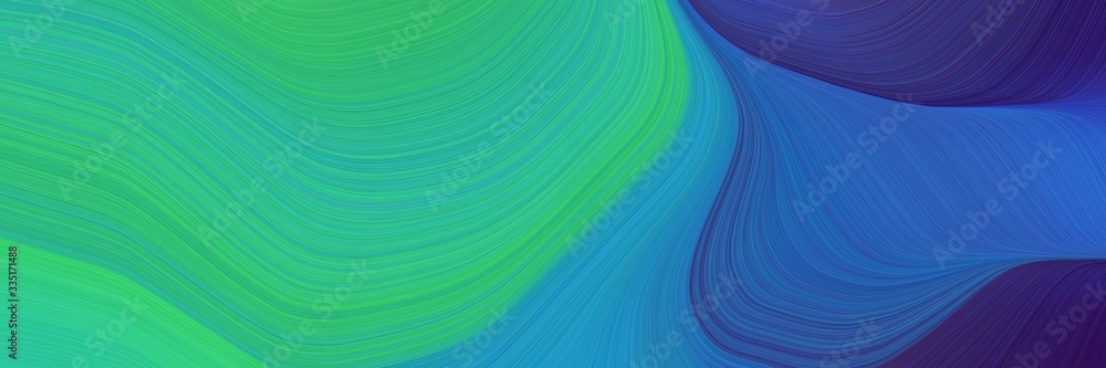 Poster abstract dynamic curved lines flowing header with light sea green, medium sea green and dark slate b