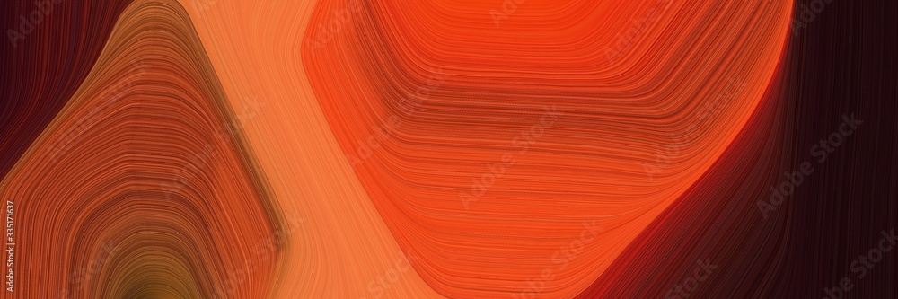 Poster abstract dynamic curved lines artistic horizontal header with coffee, very dark pink and chocolate c