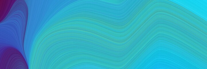 abstract dynamic curved lines modern horizontal header with light sea green, medium turquoise and dark slate blue colors. elegant curved lines with fluid flowing waves and curves