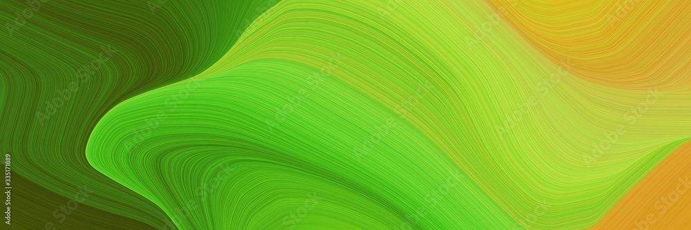 Poster abstract dynamic curved lines surreal header with moderate green, golden rod and dark olive green co