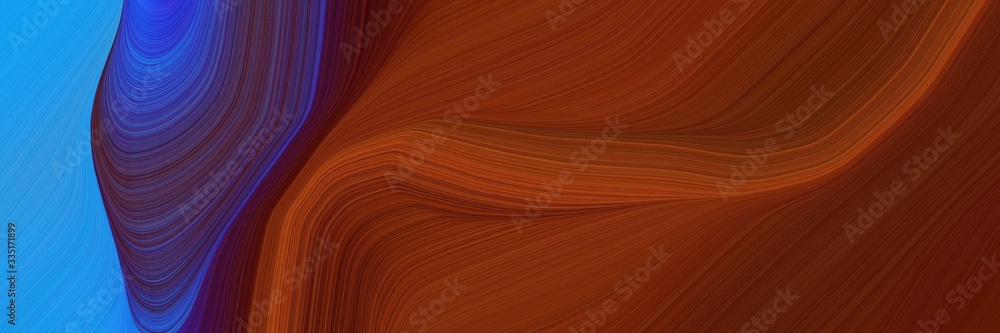 Aufkleber abstract dynamic curved lines flowing horizontal header with dark red, royal blue and very dark magenta colors. elegant curved lines with fluid flowing waves and curves