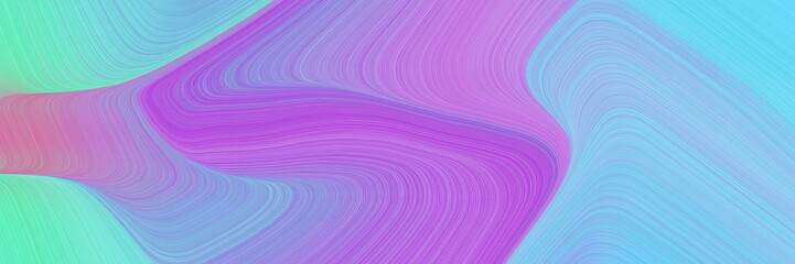 abstract dynamic curved lines modern horizontal header with sky blue, orchid and medium purple colors