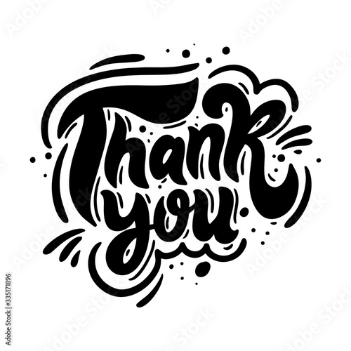 Thank You Modern Brush Calligraphy Black Color Vector Illustration Isolated On White Background Wall Mural Octyabr