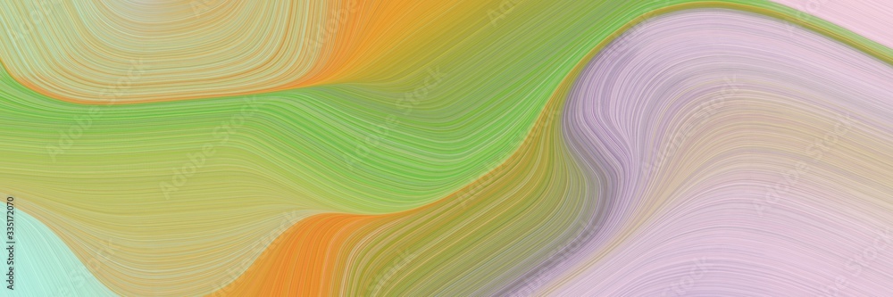 Poster abstract dynamic curved lines dynamic horizontal banner with dark khaki, thistle and peru colors