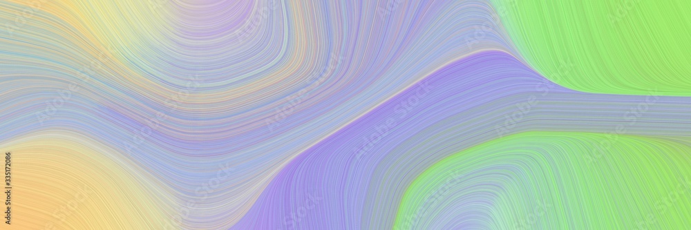 Poster abstract dynamic curved lines flowing banner with pastel blue, light green and pale golden rod color