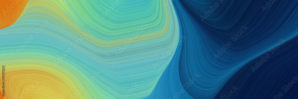 Poster abstract dynamic curved lines colorful header design with medium aqua marine, very dark blue and dar