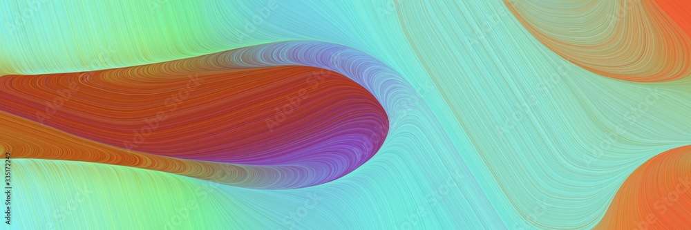 Poster abstract dynamic curved lines artistic designed horizontal banner with aqua marine, sienna and antique fuchsia colors. elegant curved lines with fluid flowing waves and curves