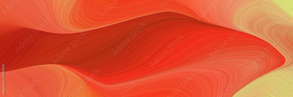 Poster abstract dynamic curved lines colorful designed horizontal header with coffee, burly wood and coral colors. elegant curved lines with fluid flowing waves and curves