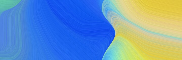 abstract dynamic curved lines decorative header with burly wood, royal blue and medium aqua marine colors. elegant curved lines with fluid flowing waves and curves