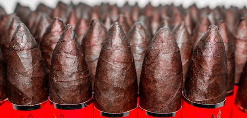 
Cigars pyramids lined up