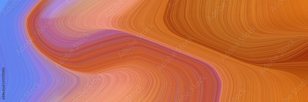 Poster abstract dynamic curved lines moving banner design with coffee, medium purple and pale violet red colors. elegant curved lines with fluid flowing waves and curves