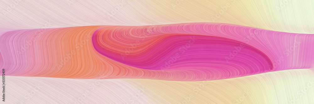 Poster abstract dynamic curved lines moving designed horizontal banner with baby pink, mulberry  and wheat colors. elegant curved lines with fluid flowing waves and curves