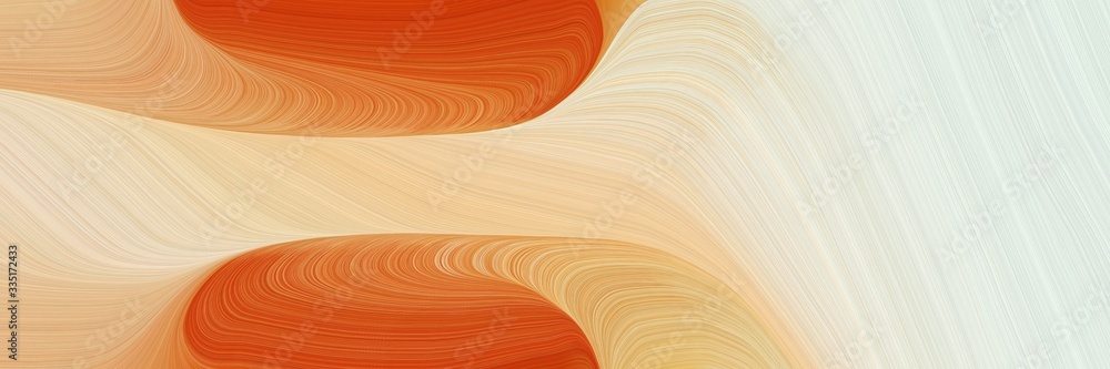 Poster abstract dynamic curved lines artistic horizontal banner with wheat, coffee and antique white colors. elegant curved lines with fluid flowing waves and curves
