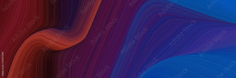 Poster abstract dynamic curved lines colorful header with very dark violet, midnight blue and strong blue c