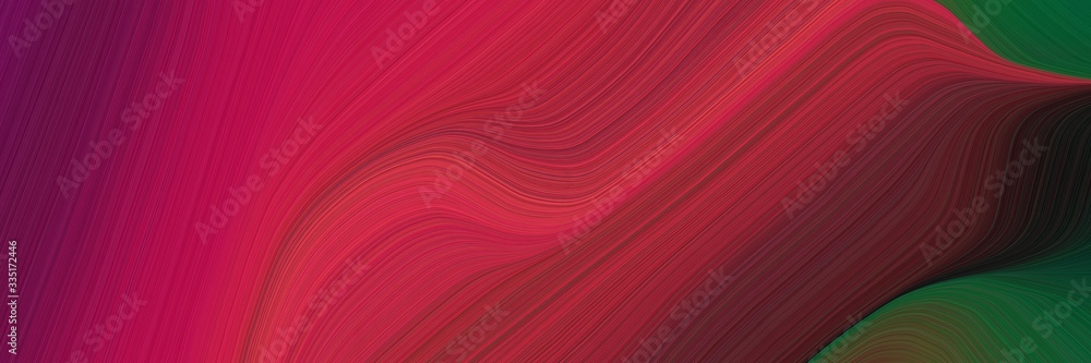 Poster abstract dynamic curved lines colorful header with dark moderate pink, firebrick and very dark green