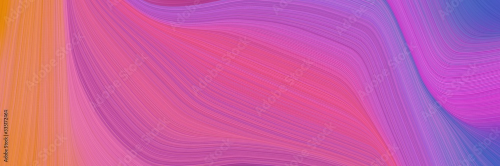 Poster abstract dynamic curved lines flowing designed horizontal banner with pale violet red, mulberry  and bronze colors. elegant curved lines with fluid flowing waves and curves