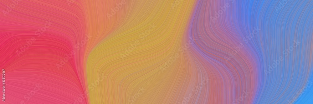Poster abstract dynamic curved lines surreal header design with indian red, corn flower blue and medium pur