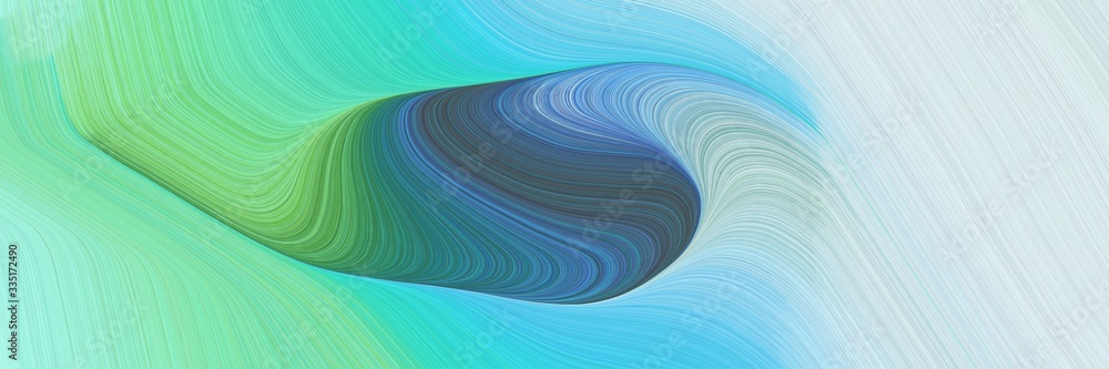 Poster abstract dynamic curved lines modern banner design with sky blue, blue chill and medium sea green co
