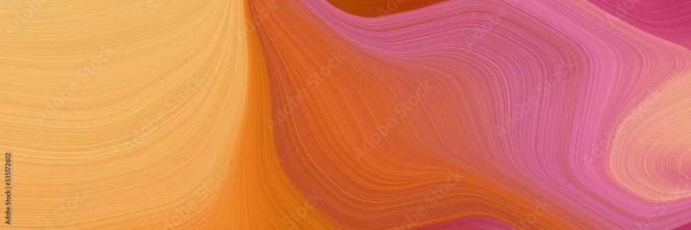 Poster abstract dynamic curved lines decorative designed horizontal header with coffee, sandy brown and pale violet red colors