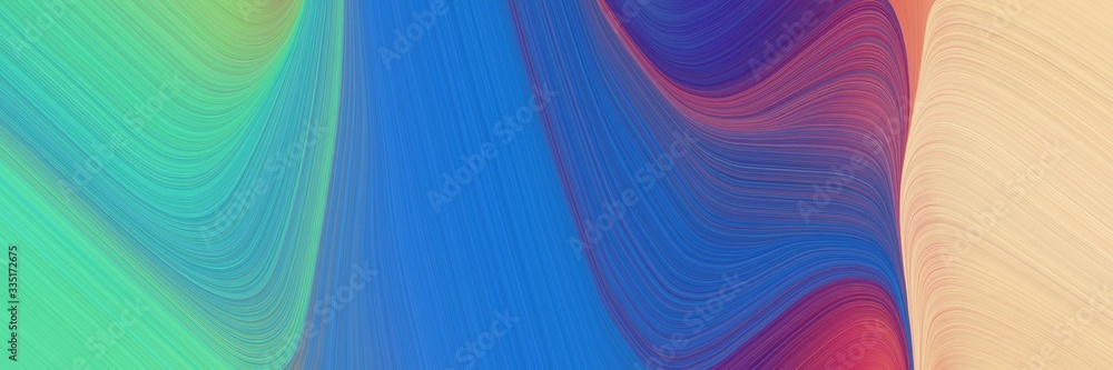 Poster abstract dynamic curved lines dynamic header with steel blue, skin and medium aqua marine colors