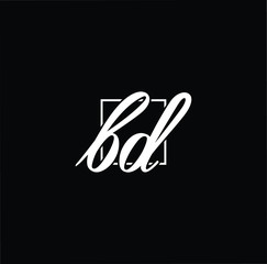 Fototapeta na wymiar Minimal elegant monogram art logo. Outstanding professional trendy awesome artistic BD DB initial based Alphabet icon logo. Premium Business logo White color on black background