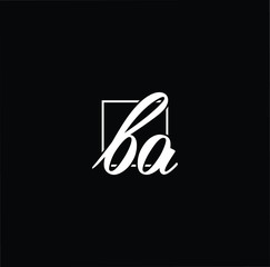 Naklejka na ściany i meble Minimal elegant monogram art logo. Outstanding professional trendy awesome artistic BA AB initial based Alphabet icon logo. Premium Business logo White color on black background