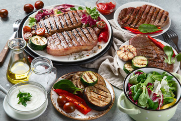 Grilled beef steak with vegetables