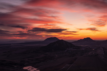 Beautiful palette of colors of dawn in the mountains