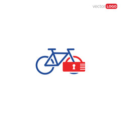 Secure/ Lock Bike icon/Logo Design Vector Template Illustration