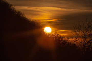 Beautiful palette of colors of dawn in the mountains