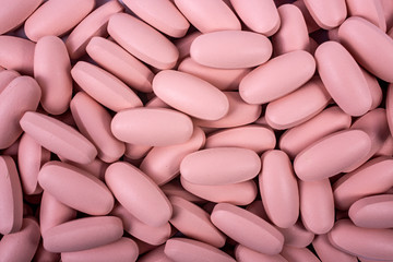 Drugs, painkillers, colds and other medicines. pills lie on table macro