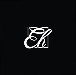Minimal elegant monogram art logo. Outstanding professional trendy awesome artistic EH HE initial based Alphabet icon logo. Premium Business logo White color on black background