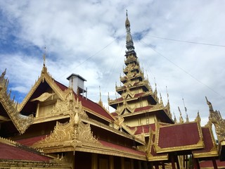 Exterior roof of Mandalay palace, ancient grand palace in Mandalay city, Myanmar